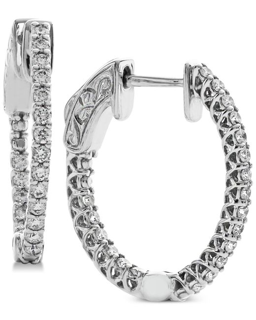 Macy's Metallic Diamond In & Out Hoop Earrings (1/2 Ct. T.w.) In 14k White Gold