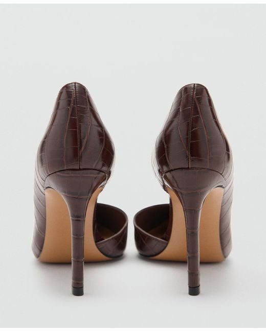 Mango Brown Croc-effect Heeled Shoes
