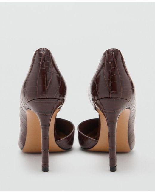 Mango Brown Croc-effect Heeled Shoes