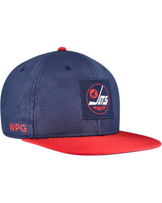 Fanatics Blue Â /red Winnipeg Jets Authentic Pro Rink Snapback Hat for men