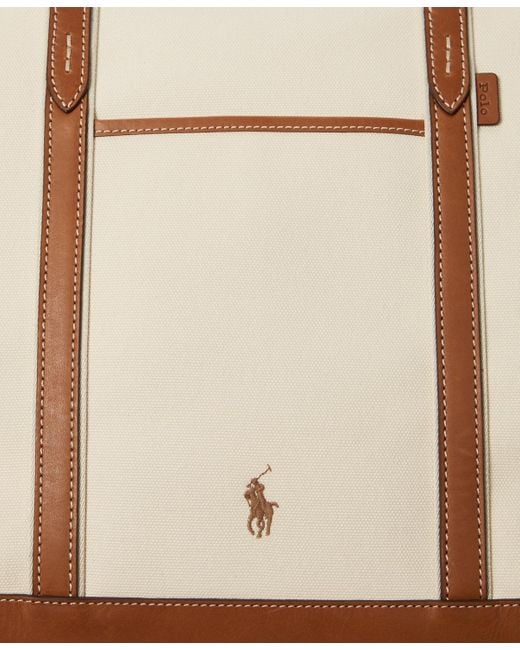 Polo Ralph Lauren White Leather-trim Canvas Large Shopper Tote