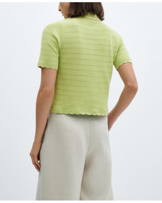 Mango Green Short Sleeve Polo Neck Jumper