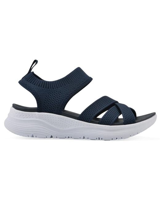 White Mountain Blue Charry Round Toe Flat Sandals