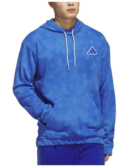 Adidas Blue Essentials Regular-fit Hoodie for men