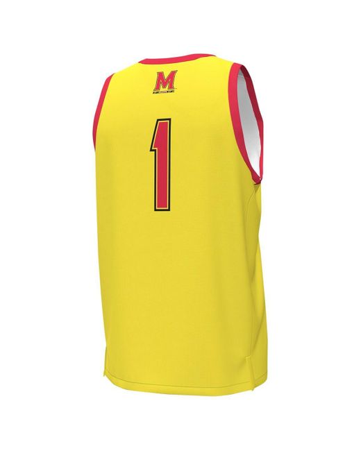 Under Armour Yellow #1 Maryland Terrapins Replica Basketball Jersey for men