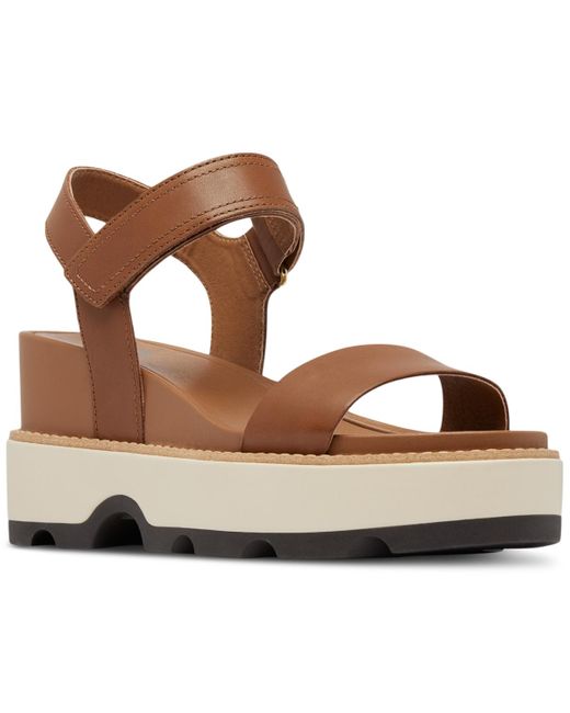 Sorel Brown Joanie Iv Y-strap Wedge Sandals