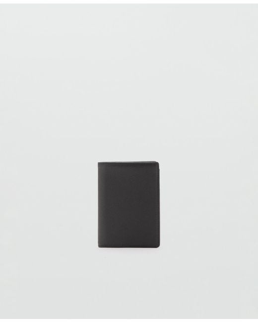 Mango Black Leather Wallet for men