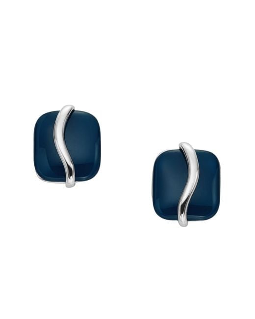 Skagen Sofie Sea Glass Blue Organic-shaped Stud Earrings