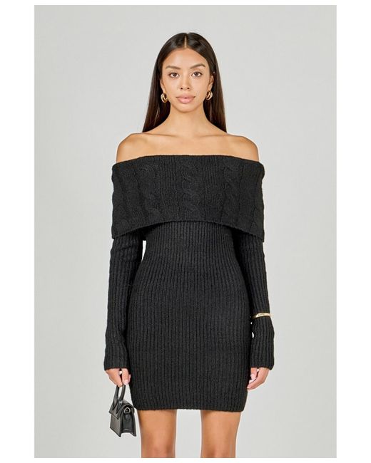 Endless Rose Off Shoulder Sweater Mini Dress in Black | Lyst Endless Rose Off Shoulder Sweater Mini Dress in Black | Lyst