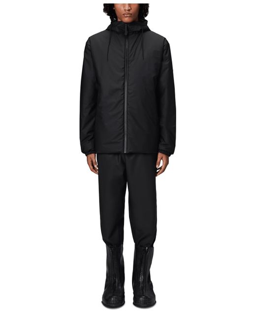 Rains Black Lohja Insulated Hooded Waterproof Jacket for men
