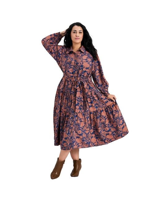 Avenue Plus Size Marianne Tiered Shirtdress