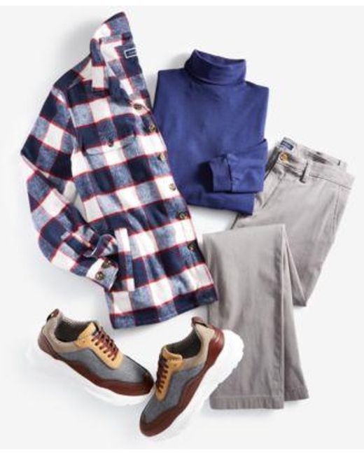 Club Room Blue Cory Plaid Shacket Turtleneck Four Way Stretch Pants Created For Macys for men