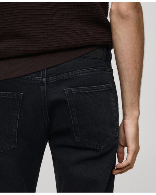 Mango Black Tapered-fit Crop Jeans for men