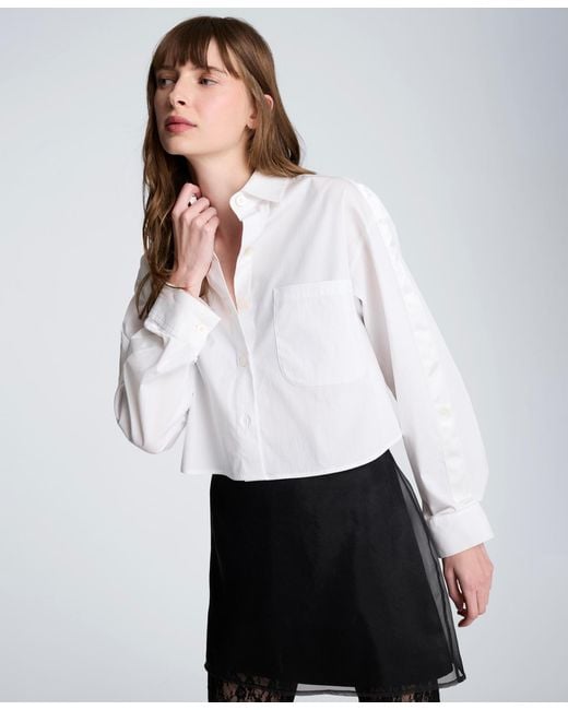 Kenneth Cole White Poplin Button-front Top