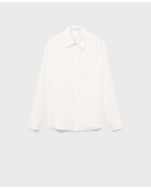 Mango White Hidden Buttons Lyocell Shirt