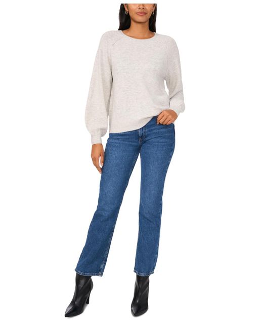 Vince Camuto Blue Crewneck Raglan Puff-sleeve Sweater