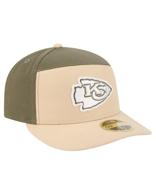 KTZ Natural Â Light Beige/olive Kansas City Chiefs Two-tone Color Pack Split Panel 59fifty Fitted Hat for men