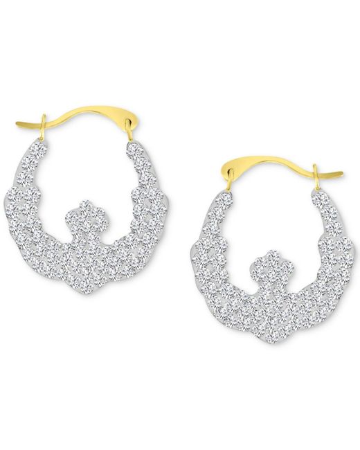 Macy's Metallic Crystal Pave Wavy Patterned Small Hoop Earrings