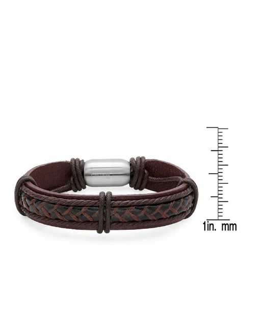 Steeltime Brown Leather String Design Bracelet for men