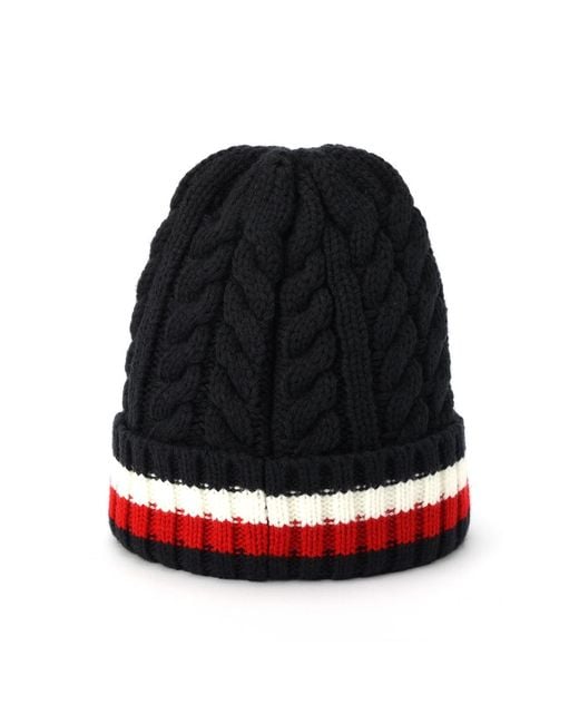 Tommy Hilfiger Black Cable Global Cuff Beanie for men