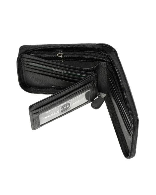 ROOTS Black Men Zipper Around Wallet With Center Wing for men