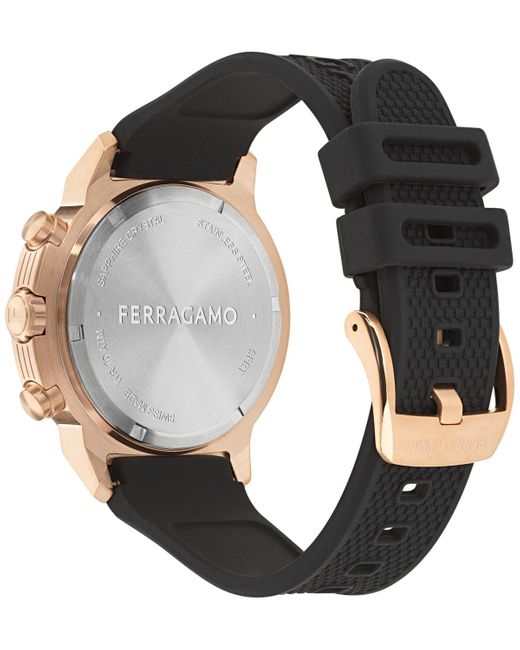 Ferragamo Multicolor Swiss Chronograph Sport Black Silicone Strap Watch 44mm for men