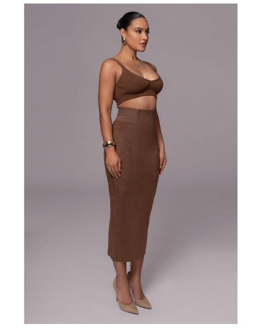 JLUXLABEL Brown Phoenix Suede Skirt