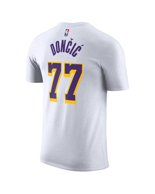Nike White Luka Doncic Los Angeles Lakers Statement Edition Name Number T-shirt