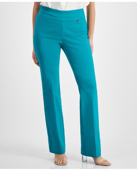 INC International Concepts Blue Petite Mid-rise Bootcut Pants