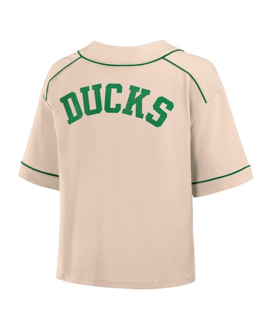 Fanatics Natural Oregon Ducks Oversized Dominant Force Cropped V-neck T-shirt