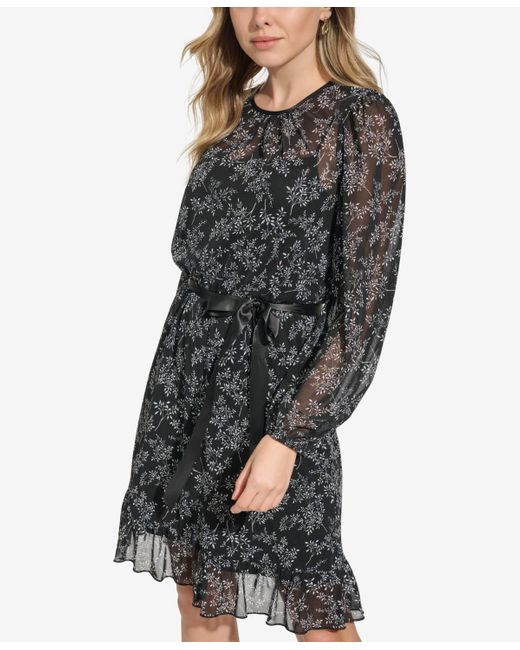 Jessica Howard Printed Belted Dress in Black Lyst