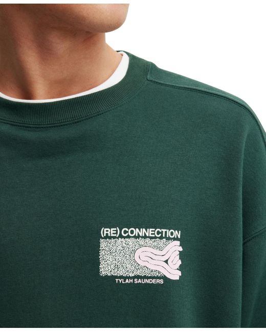 Cotton On Green Box Fit Crew Neck Sweater for men