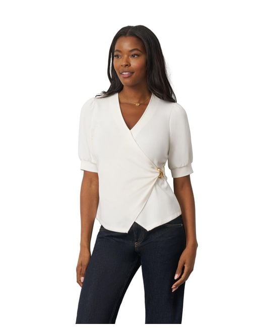 Cable & Gauge White Draped Wrap Top