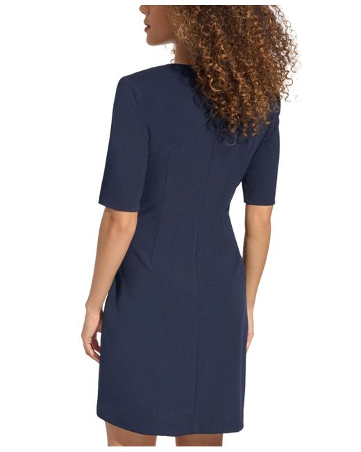 Calvin Klein Blue Twist-front Sheath Dress