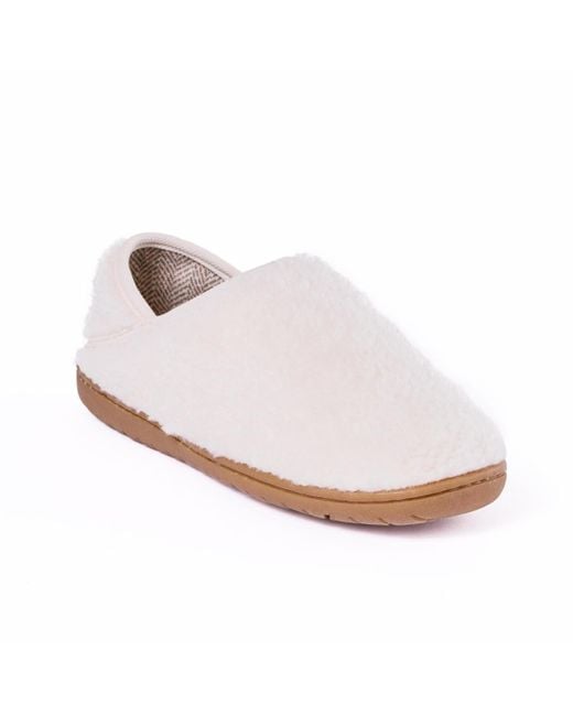 Minnetonka White Packaway Fabric Slipper Collabsible Heel
