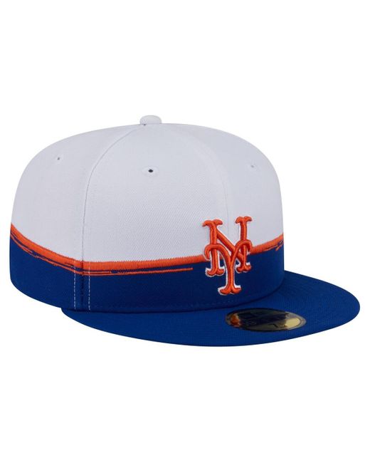 KTZ Blue Royal/white New York Mets Paint Stroke 59fiftyâ Fitted Hat for men
