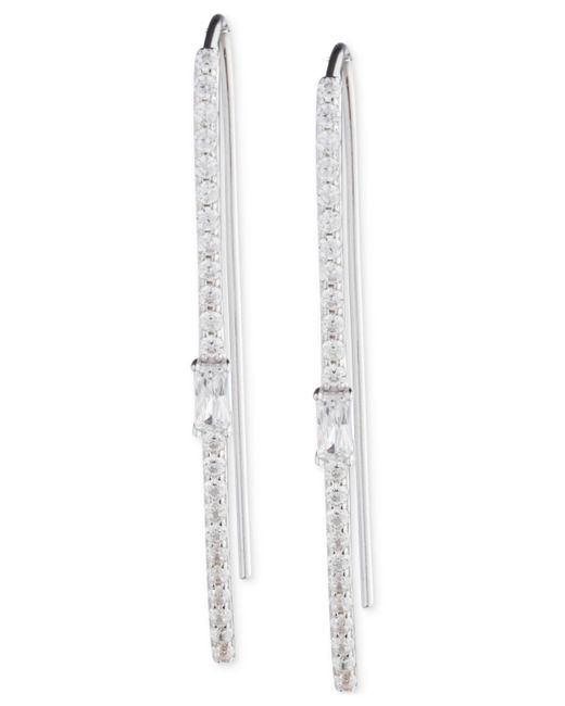Ralph Lauren White Lauren Sterling Silver Cubic Zirconia Threader Earrings