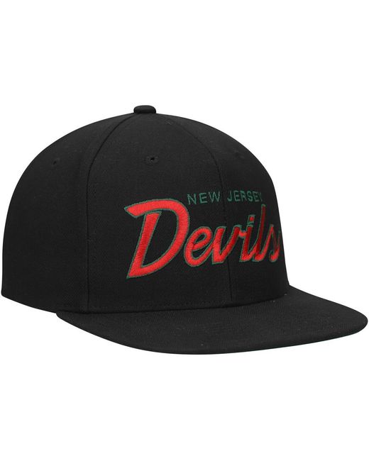Mitchell & Ness Black Mitchell Ness New Jersey Devils Core Team Script 2.0 Snapback Hat for men
