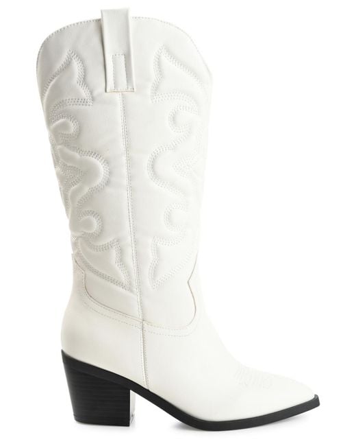 Journee Collection White Chantry Pull On Boots
