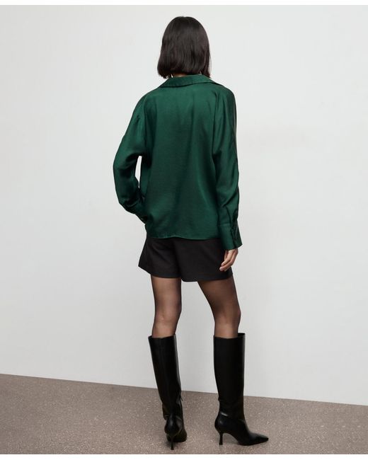 Mango Green Cross-over Satin Blouse