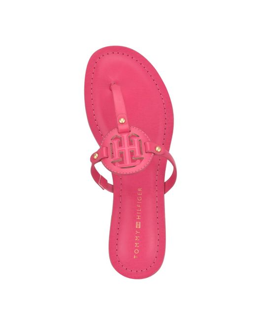 Tommy Hilfiger Pink Litzy Flat Slip-on Logo Sandals