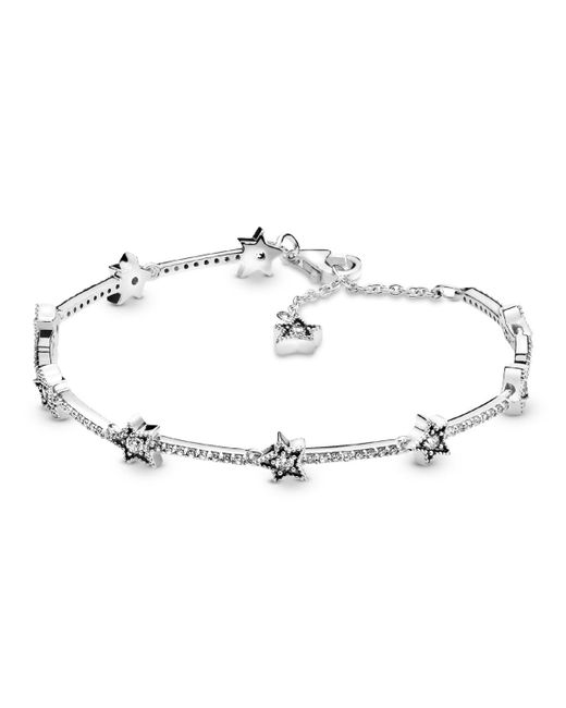 PANDORA Cubic Zirconia Celestial Stars Bracelet in White | Lyst