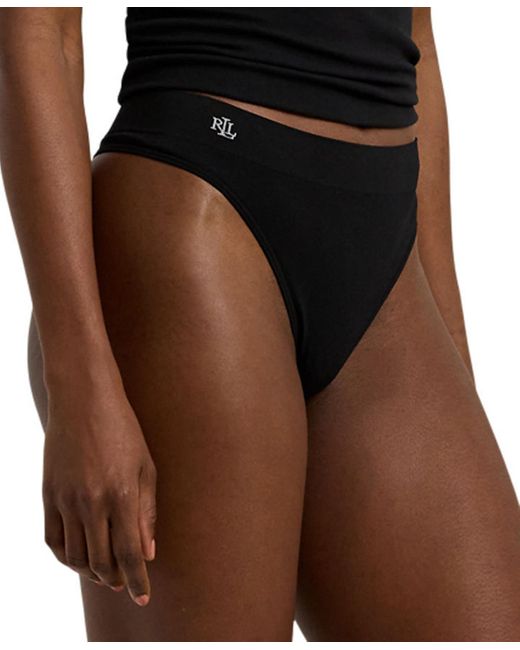 Ralph Lauren Black Seamless Stretch Jersey Thong Underwear 4l0010