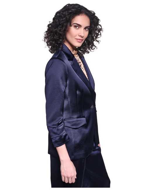 Karl Lagerfeld Blue Collared One-button Jacket