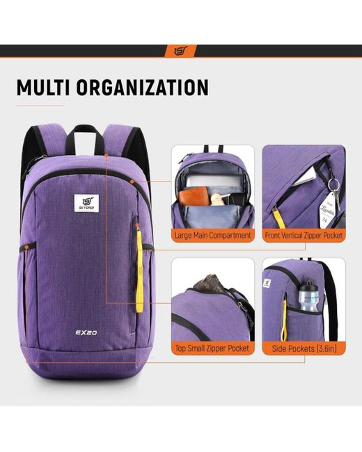 Wosofe Purple Small Backpack 20l Hiking Backpack Lightweight Travel Daypack