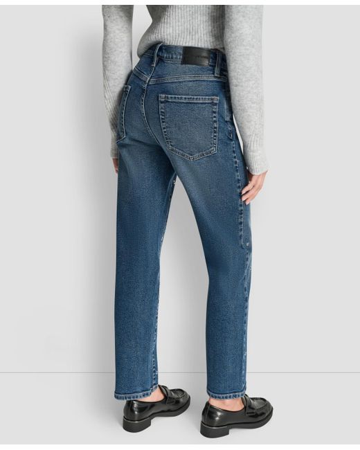 DKNY Women's Blue Mid-rise Classic Straight Jeans straight jeans