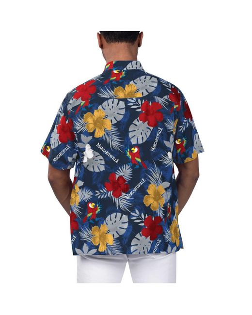 Margaritaville Blue Atlanta Braves Island Life Floral Party Button-up Shirt for men