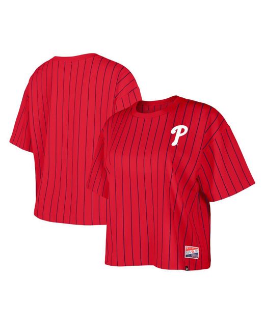 KTZ Red Philadelphia Phillies Boxy Pinstripe T-shirt