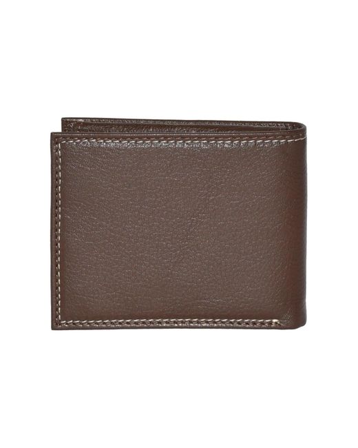 ROOTS Brown Leather Slim Wallet for men