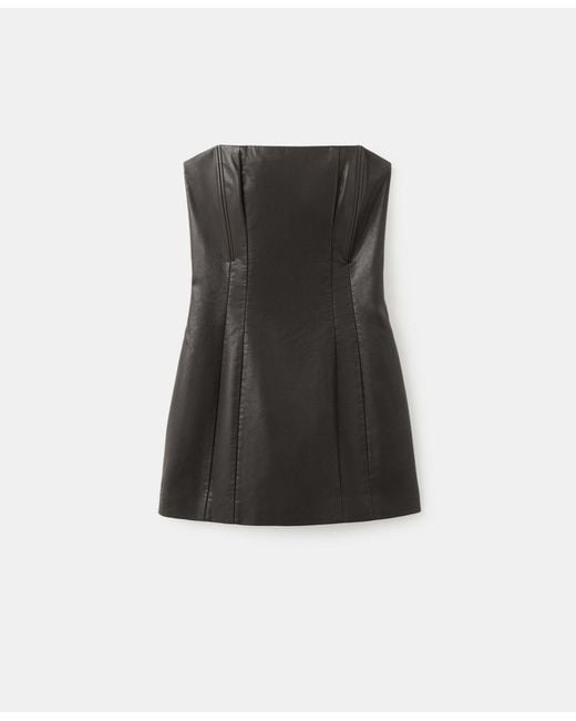 leather look midi dress Women's Something to Behold Black Faux Leather Short Sleeve Belted Midi Dress | Size: S main image 1